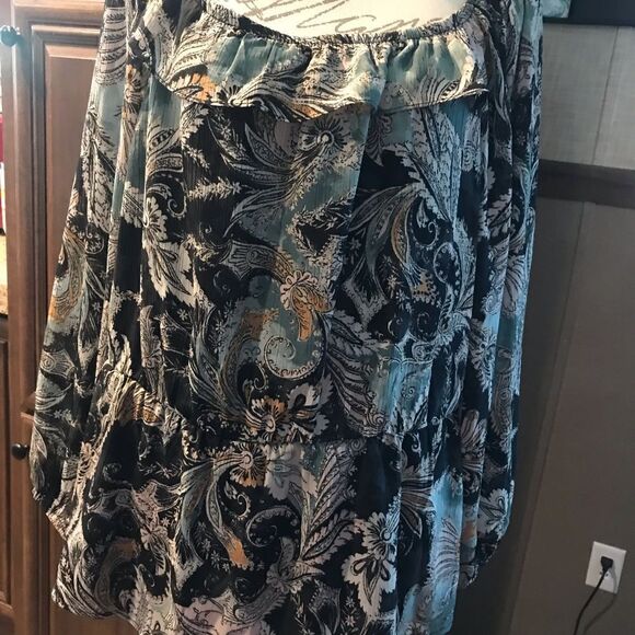 Paisley Off The Shoulder Peplum Top Plus Size - Picture 8 of 13